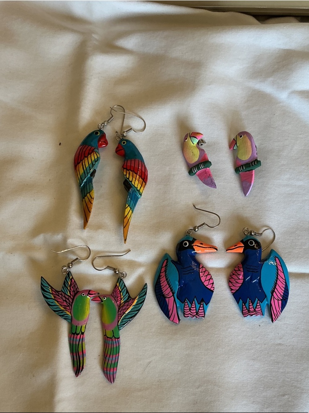 Hand-Painted Colorful Parrot Earrings  Bundle